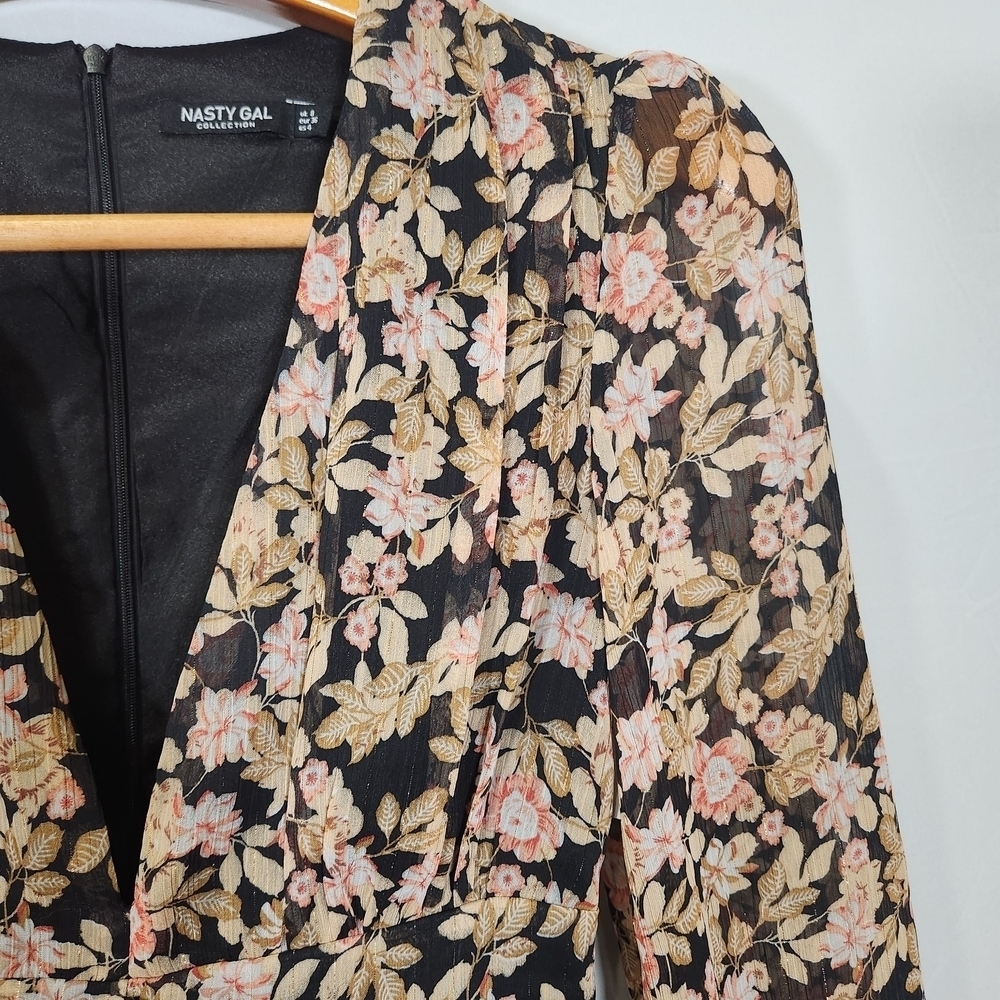 Nasty Gal Black and Pink Floral Mini Dress - Picture 6 of 16